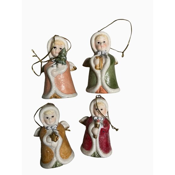 Vintage Ceramic Angel Christmas Ornaments Set Of 4 - Picture 2 of 10